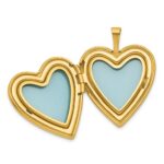 Sterling Silver Gold-plated Polished Front/Brushed Back Pink Angel Resin Cameo 20mm Heart Locket - Image 4