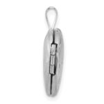 Sterling Silver Rhodium-plated Brushed Diamond-cut Fancy Engraved Cross 13mm Heart Locket - Image 2