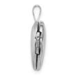 Sterling Silver Rhodium-plated Polished Front/Brushed Back with Curved Dot Design 16mm Heart Locket - Image 2