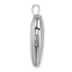 Sterling Silver Rhodium-plated Polished Front/Brushed Back Starburst Pattern 20mm Heart Locket - Image 2