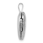 Sterling Silver Rhodium-plated Polished Front/Brushed Back Diamond-cut Twin Hearts 16mm Heart Locket - Image 2