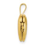 Sterling Silver Gold-plated Polished Front/Brushed Back Foot Prints with Hearts 12mm Heart Locket - Image 2