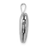 Sterling Silver Rhodium-plated Polished Front/Brushed Back Foot Prints with Star 16mm Heart Locket - Image 2