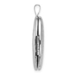 Sterling Silver Rhodium-plated Polished Front/Brushed Back Diamond-cut Floral Design 20mm Oval Locket - Image 2