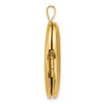 Sterling Silver Gold-plated Polished Front/Brushed Back Two Dolphins 20mm Oval Locket - Image 2