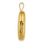 Sterling Silver Gold-plated Polished Front/Brushed Back Greek Key 16mm Oval Locket - Image 2