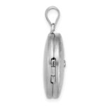 Sterling Silver Rhodium-plated Brushed Diamond-cut with 1/20 carat Diamond Cross 20mm Round Locket - Image 2