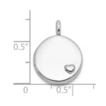 Sterling Silver Rhodium-plated Polished Heart On 10mm Round Locket - Image 5
