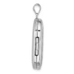 Sterling Silver Rhodium-plated Polished Front/Brushed Back Fleur De Lis 20mm Rectangle Locket - Image 2