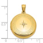 Sterling Silver Gold-plated Polished Front/Brushed Back 1/20 carat Diamond with Celtic Knot Border 20mm Round Locket - Image 5
