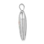 Sterling Silver Rhodium-plated 24mm Enameled Rose with Border Heart Locket - Image 2