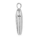 Sterling Silver Rhodium-plated 24mm D/C Cross Heart Locket - Image 2