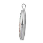 Sterling Silver Rhod-plated Satin Enamel & D/C Floral & Heart Oval Locket - Image 2