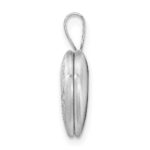 Sterling Silver Rhodium-plated Flower Border 12mm Heart Locket - Image 2