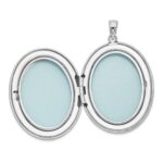 Sterling Silver Rhodium-plated Satin & Enameled Floral 34mm Oval Locket - Image 5