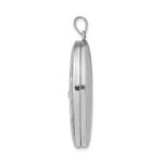 Sterling Silver Rhodium-plated & Diamond w/ Swirl Border 34mm Oval Locket - Image 2