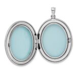 Sterling Silver Rhodium-plated W/ Side Swirls 34mm Oval Locket - Image 5