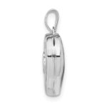 Sterling Silver Rhodium-plated 15mm Double Heart on Heart Locket - Image 2