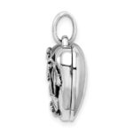 Sterling Silver Antiqued Filigree Top Polished Back 16mm Heart Locket - Image 2
