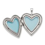 Sterling Silver Rhod-pltd 20mm Pink Resin Rose Cameo Heart Locket - Image 4