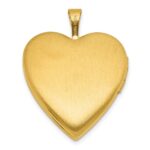 Sterling Silver Gold-plated Polished Front/Brushed Back Pink Rose Resin Cameo 20mm Heart Locket - Image 3