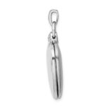 Sterling Silver Rhodium-plated 21mm Heart Dia. Accent D/C Satin Locket - Image 2