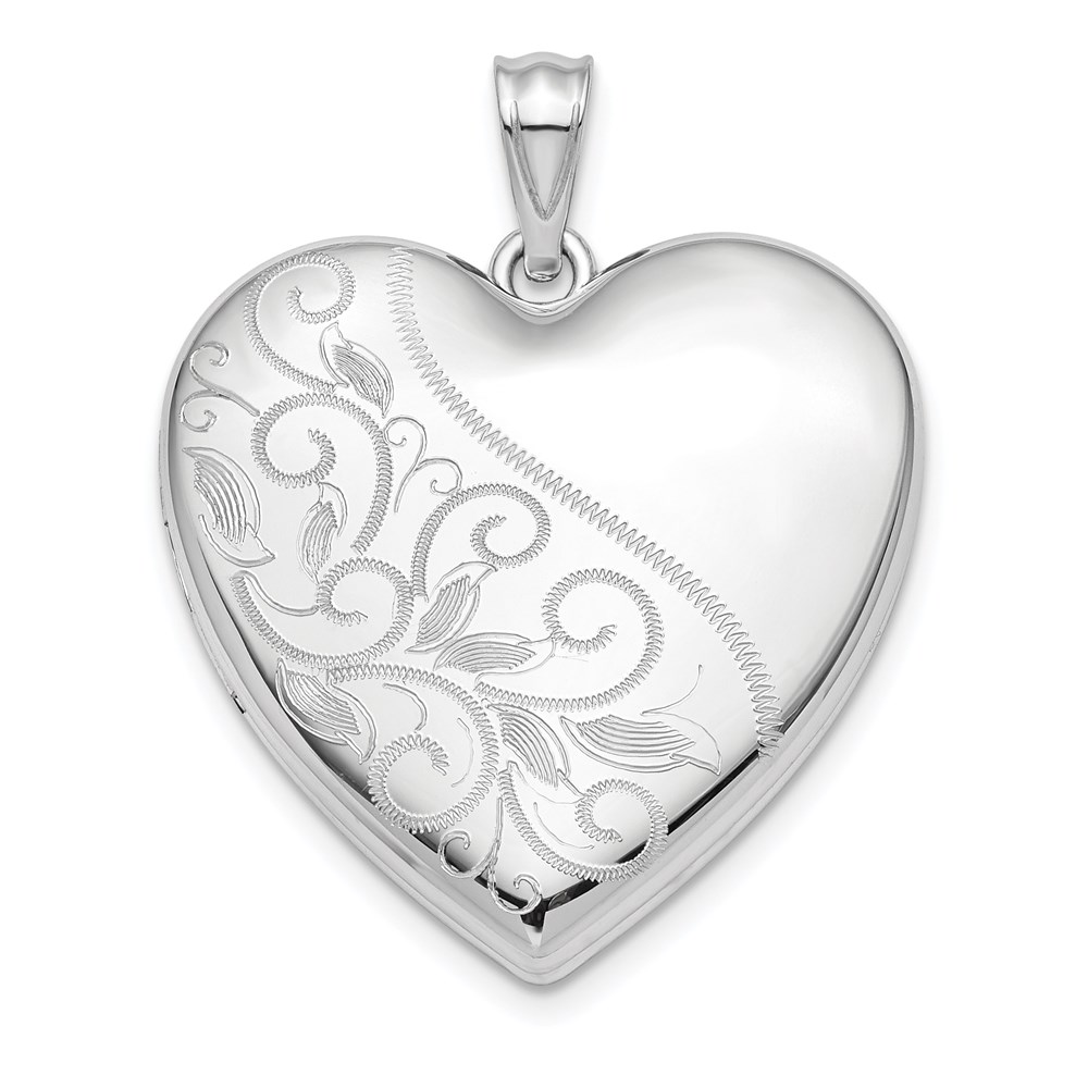 QLS868.jpg Sterling Silver Rhodium-plated 24mm Scrolled Ash Holder Heart Locket - Image 1