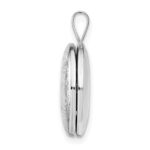 Sterling Silver Platinum-plated Round Tree Design Locket - Image 2