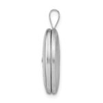 Sterling Silver Rhod-plated 19mm Diamond Satin & Polished Heart Oval Locket - Image 2