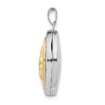 Sterling Silver RH-pltd w/Yellow Rhod 23mm St Christopher Oval Locket - Image 2