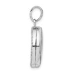Sterling Silver Rhodium-plated Polished CZ 20mm Circle Locket - Image 2