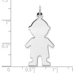 Sterling Silver Rhod-plated Eng. Boy Polished Front/Satin Back Disc Charm - Image 3