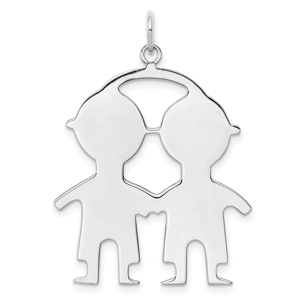 QM338.jpg SS Rh-plt Engraveable Boy/Boy Polished Front/Satin Back Disc Charm - Image 1