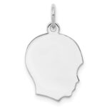 Sterling Silver Rh-plt Engraveable Boy Disc Charm Polish on Front/Back