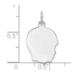 Sterling Silver Rh-plt Engraveable Boy Disc Charm Polish on Front/Back - Image 3