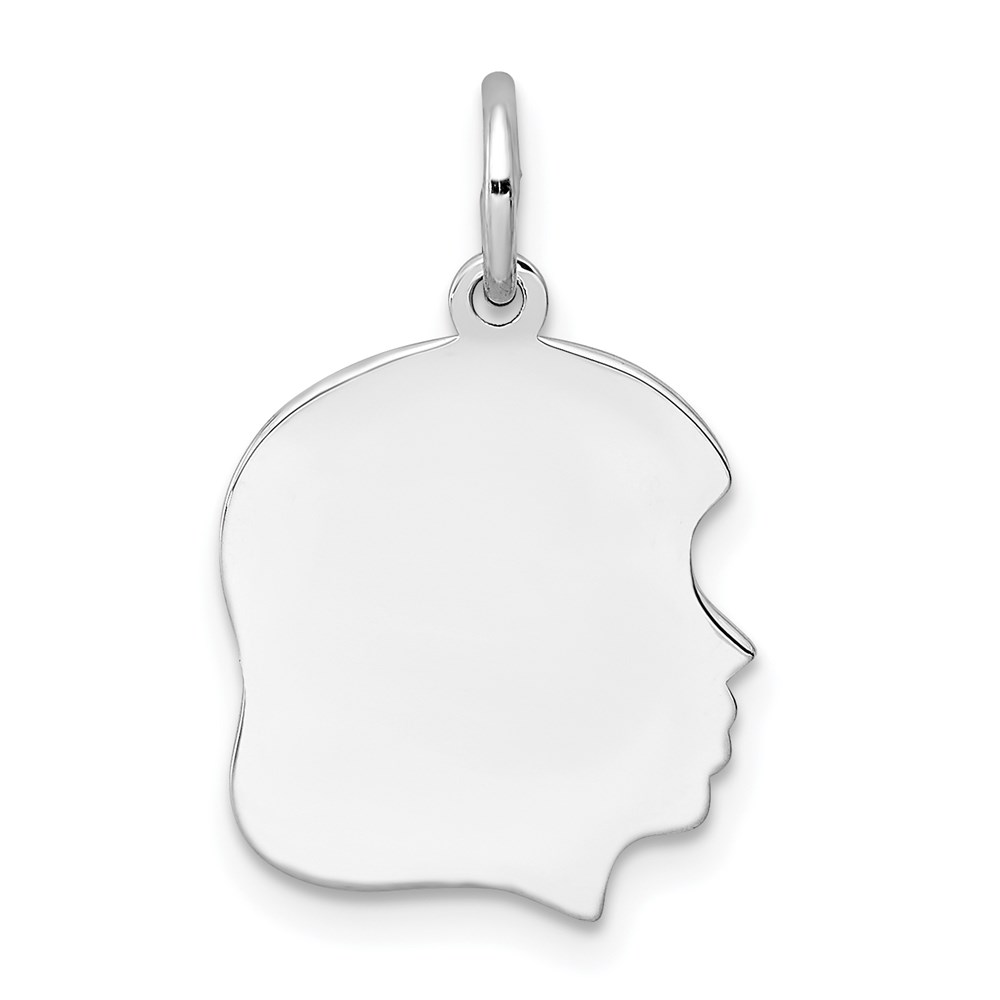 QM353-6.jpg Sterl Silver Rh-plt Engraveable Girl Polished Front/Satin Back Disc Charm - Image 1