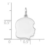 Sterling Silver Rh-plt Engraveable Girl Disc Charm Polish on Front/Back - Image 3