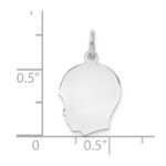 Sterl Silver Rh-plt Engraveable Boy Polished Front/Satin Back Disc Charm - Image 3