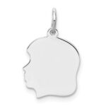 Sterling Silver Rh-plt Engraveable Girl Disc Charm Polish on Front/Back