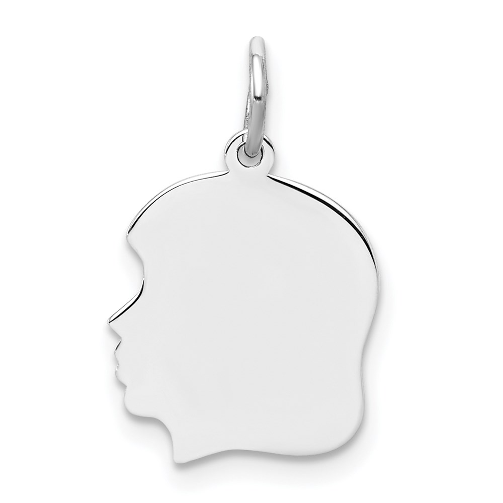 QM355-7.jpg Sterling Silver Rh-plt Engraveable Girl Disc Charm Polish on Front/Back - Image 1