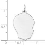 Sterling Silver Rhod-plate Eng. Boy Disc Charm Polish on Front/Back - Image 3