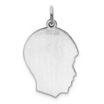 Sterling Silver Rhod-plate Eng. Boy Disc Charm Polish on Front/Back - Image 4