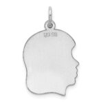 Sterling Silver Rhod-plate Eng. Girl Polished Front/Satin Back Disc Charm - Image 4