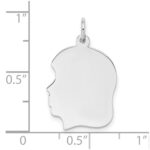 Sterling Silver Rhod-plate Eng. Girl Disc Charm Polish on Front/Back - Image 3