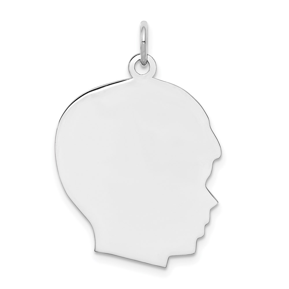 QM364-6.jpg Sterl Silver Rh-plt Engraveable Boy Polished Front/Satin Back Disc Charm - Image 1
