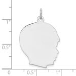 Sterling Silver Rh-plt Engraveable Boy Disc Charm Polish on Front/Back - Image 3