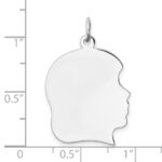 Sterling Silver Rh-plt Engraveable Girl Disc Charm Polish on Front/Back - Image 3