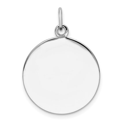 SS Rh-plt Engraveable Round Polished Front/Satin Back Disc Charm