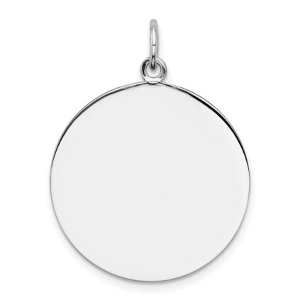 Sterling Silver Rh-plt Engraveable Round Polished Front/Back Disc Charm