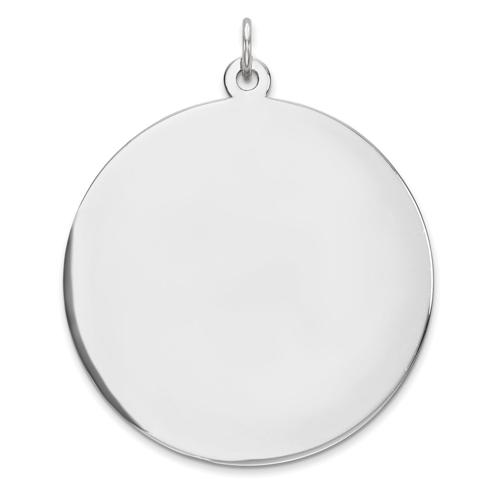 QM376-4.jpg Sterling Silver Rhod-plated Eng. Rnd Polish Front/Satin Back Disc Charm - Image 1
